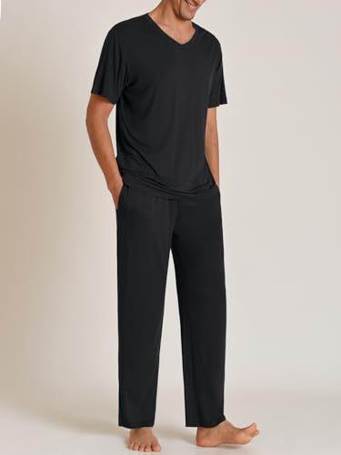 Latuza Men's Soft Pajama Set Viscose Short Sleeves Top with Pants2