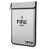 TIPTAP Fireproof Document Bag with Two Pockets, 11x15IN Waterproof Money Bag with Zipper, Essential Document Storage Organizer, Envelope Wallet for Valuables Documents, Cash, Passports and More