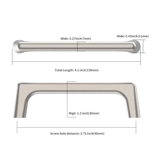 Image of Asidrama 6 Pack 3.75 Inch(96mm) Brushed Satin Nickel Cabinet Pulls Cabinet Handles Cupboard Handles Kitchen Cabinet Hardware for Cupboard Drawer Pulls