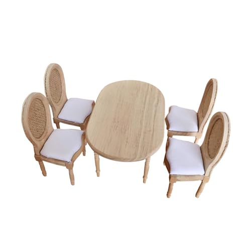Décoration créative maison de poupée avec table miniature et chaises de salle à manger
