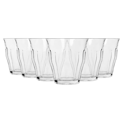 Argon Tableware Fluted Water Glasses Set of 6-210ml Ribbed Drinking Tumblers - Fluted Glassware for Water, Juice & Cocktails - Durable Soda Lime Glass