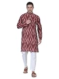 ITOS365 Men Cotton Kurta Pyjama Set Party Fashion Regular Ethinic Wear Indian Dress Maroon Small