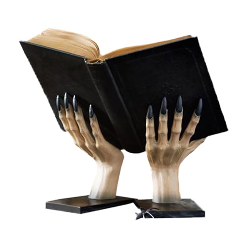 Leggio per libri a mano, unico fermalibri in resina, antiscivolo, decorazione per la casa scura, supporto per libri, ornamento per scaffali per bambini e studenti per afferrare libri, resina
