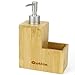 Dispensador de jabón líquido para Cocina Recargable con Soporte para Estropajo. Dosificador de jabón para Cocina de Madera portaestropajos