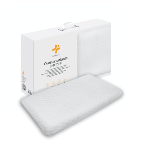Inphysio® Almohada para Niños de 2 años, Cojín para Niños, Almohada Plana, Almohada de Espuma con Memoria, Almohada Ergonómica Cervical, Cojín para Bebés, Hipoalergénica, 50 x 30 x 5,5 cm