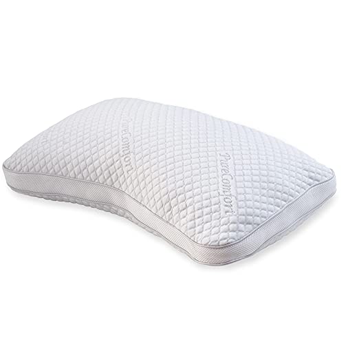 PureComfort Curved Pillow - Adjustable Side Sleeper Pillow for Neck and Shoulder Pain - Cervical Contour Pillow for Sleeping - Memory Foam Loft Pillow for Back or Side Sleepers