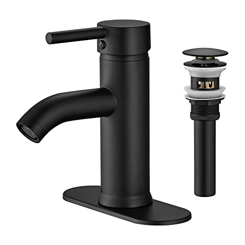 Black Bathroom Faucet Single Handle Bathroom Sink Faucet With Pop-Up Drain Rv Lavatory Vessel Faucet Basin Mixer Tap With Deck Plate #TOP25