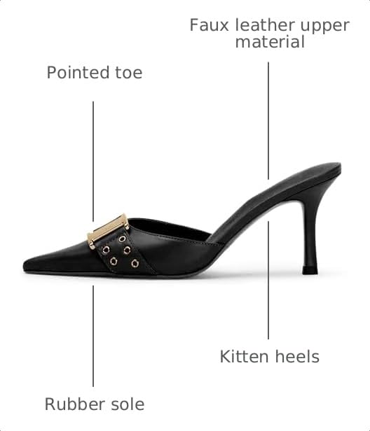 Image of DOEYG Women Pointed Toe Bow Heels Mules Slip on Stiletto Heels Sandals Dress Party Wedding Studded Heels Pumps