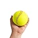 12-Inch Softball for Training, Official Size Unmarked Practice Ball with Optic Yellow Cover, No Logo, PVC Material, Cork Core, Red Stitching, for Customization