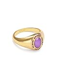 SINGULARU - Anillo Amanda Violeta. Latón con Baño en Oro de 18 Kt y Circonita. Joyas Para Mujer. Talla 10.
