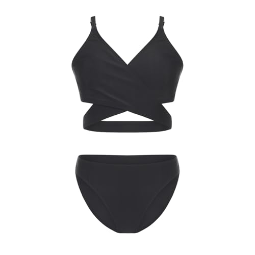 Moily Kids Girls 3 Pcs Bikini Sets Crisscross Bra Top Brief with Printed Shorts Bathing Suits3