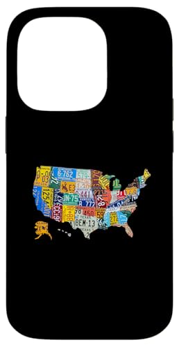 License Plate American Flag US Map Art American Map Shirt �X�}�z�P�[�X iPhone 14 Pro �p