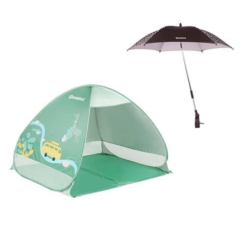 Sombrilla anti-UV negra Badabulle de gran tamaño con sistema pop-up y tejido FPS 50+