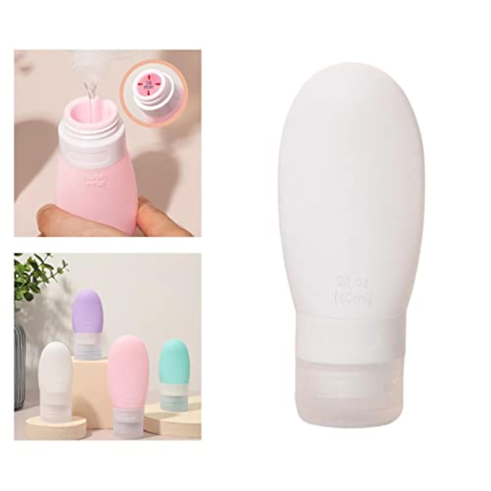 Silicone Travel Bottle for Cosmetic Body Wash, White