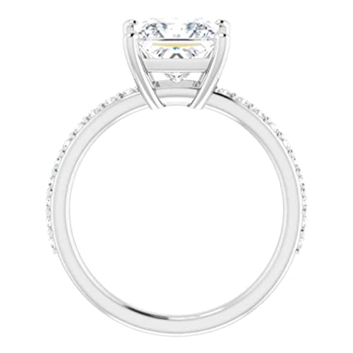 14K Gold 2 Ct Princess Cut Vvs1 Colorless Moissanite Engagement Ring For Women Bridal Set Handmade Diamond Wedding Ring For Gifts (White Gold, 6.5) #TOP3