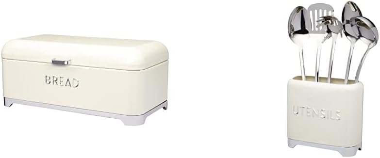 Kitchencraft Lovello Boîte À Pain Texturée En Acier, 42 X 22 X 18 Cm Blanc 5028250785794