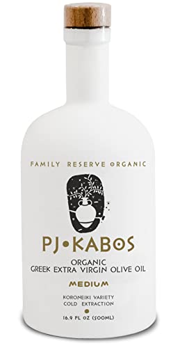 2022 Fresh Harvest, High Phenolic (515mg/kg), USDA Organic Greek Extra Virgin Olive Oil, Medium Intensity, Greece, Cold Extracted, 16.9 oz Bottle, Koroneiki, PJ KABOS â€œFamily Reserve Organic - Mediumâ€