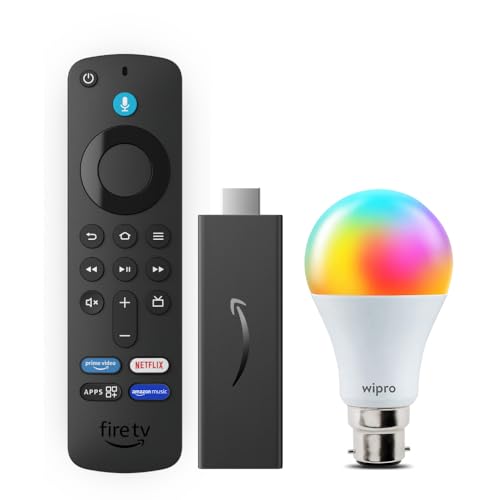 Image of Amazon Fire TV Stick HD and Wipro Simple Setup 9W LED Smart Bulb Combo