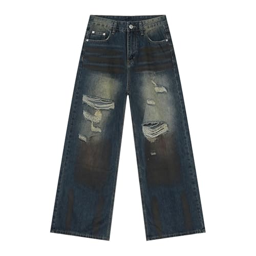 Men's Denim Jeans American Street Style Straight Leg Relaxed Commuter Casual Weekend Pants for Men