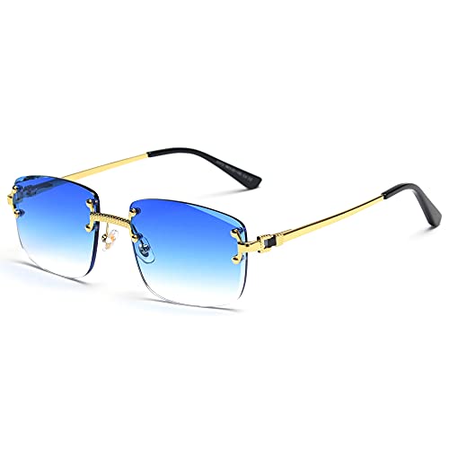 kachawoo Lunettes de soleil sans monture, carrées, couleur progressive, style rétro vintage