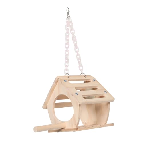 CVUTOVO ??用コンパクト吊り下げ式木製巣箱 鳥の止まり木付き 屋外設置可能で小型インコやラブバードに 安定した天然木製ハウス