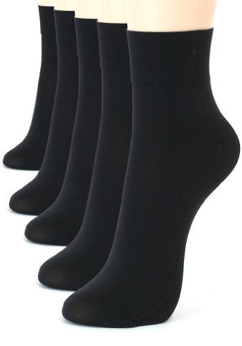 ililily Women Basic 5 or 10 Pairs Nylon 80D Semi Sheer Ankle High Tights Hosiery Socks