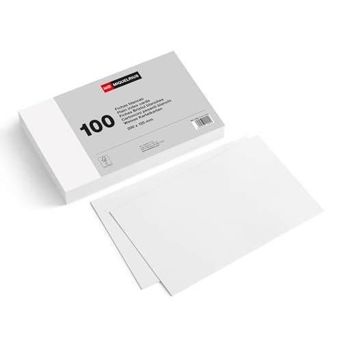 Miquelrius - Flashcards, Tarjetas de estudio y preparación para oposiciones, 100 Fichas lisas para notas, Tamaño 200 x 125 mm, Fichas de cartulina, Material de oficina y escolar