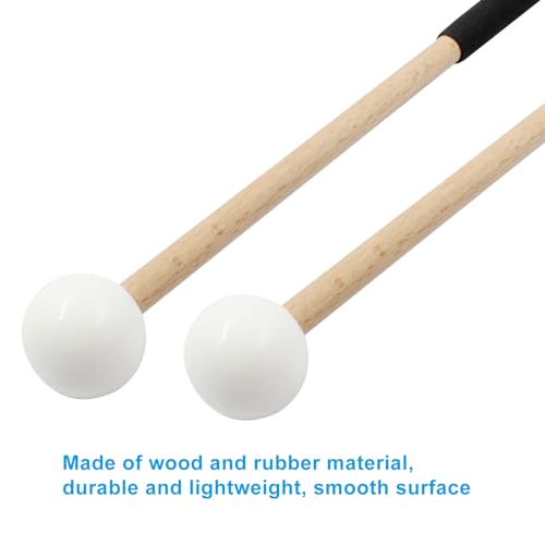 Zorveiio 2 Pcs Rubber Xylophone Sticks 8.7\" Mallets Rubber Head Sticks Xylophone Percussion Mallets for Xylophone Bells Chime Drum, White - Thumbnail 5