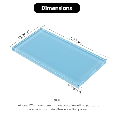Lovdeco Blue Glass Subway Tile, Glass for Bathroom Kitchen Shower Backsplash Wall, 3 x 6 Inches, 4 Sq.Ft.