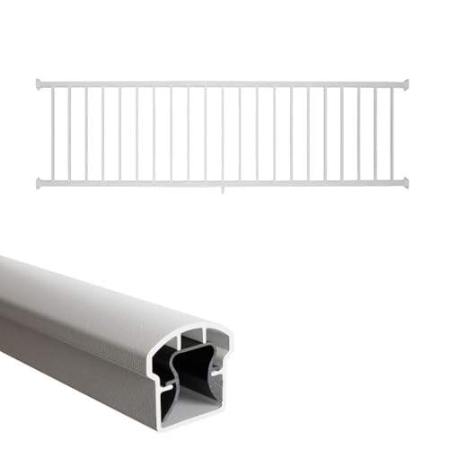 Weatherables 36 in. H x 8 ft. W Stanford Deck Railing Kit – Aluminum Porch & Balcony Railing Kit with White Powder-Coated Finish, Adjustable Outdoor Hand Rail System