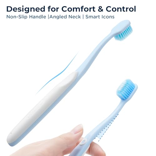 Image of Soft Toothbrushes for Morning Freshness & Night Cleanliness, 10000+ Soft Bristle Toothbrush for Sensitive Gums, Charcoal & Silver Ions, Triple-Layer Flossing Bristles, Angled Neck Design