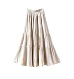 2. Caractéristiques : cette jupe trapèze taille haute élastique pour femme a un design plissé basique, un ourlet irrégulier, une bordure en dentelle, une fente latérale, une fermeture éclair, un style à enfiler, une jupe trapèze plissée, une silhouette mince en velours côtelé et des jupes longues, montrant l'élégance et le charme des femmes.