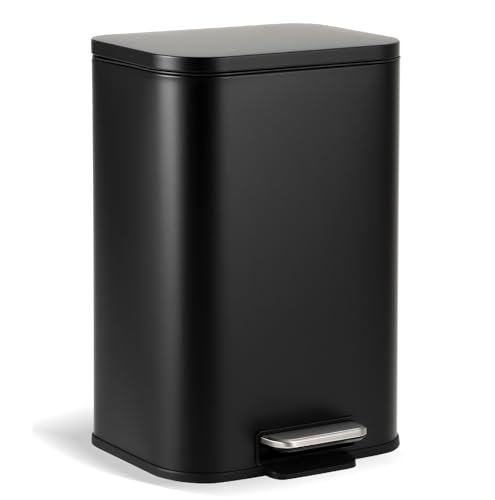 Caneca de basura rectangular 20L acero inoxidable negro
