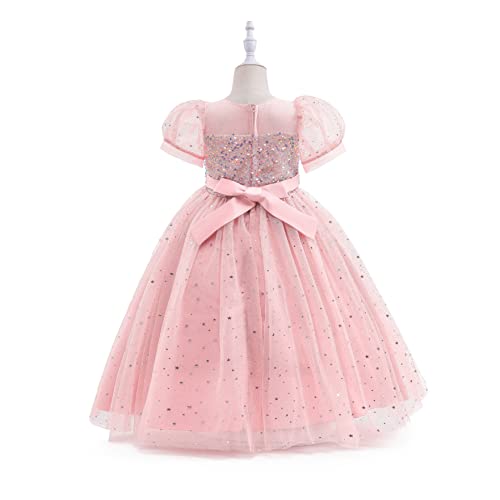Glamulice Flower Girls Sparkle Tulle Puff Sleeves Vintage Dress Princess Wedding Bridesmaid Party Holiday Dresses2