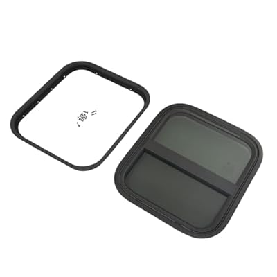 RV Window, 14" W x 16" H RV Window Vertical Sliding, Shatterproof Tempered Tinted Glass with Net Screen and Trim Ring, Teardrop Replacement Trailer Camper Window, DOT Approved