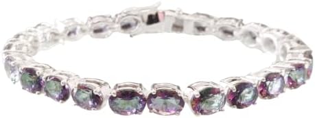 Natural Mystic Topaz bracelet, Quartz jewelry, Birthstone, Sterling silver, Silver jewelry, Silver bracelet, 925 silver, Bracelet for wedding anniversary, Christmas Gift, Women Bracelet Bangle