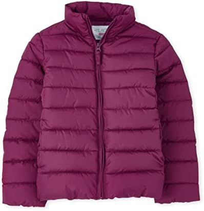 The Children's Place Girls' Medium Weight Puffer Jacket, Wind, Water-Resistant, Purple Rose, XLarge (14)