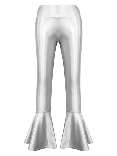 Ensemble danse jazz filles top asymétrique et pantalon évasé argenté - 6