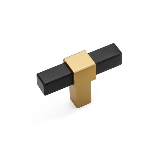 Goldenwarm black and gold cabinet knobs, 50 pack (round drawer pulls)