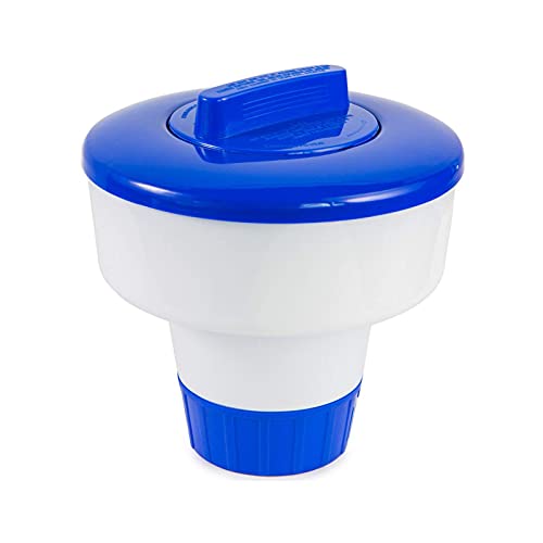 Dispensador flotante para piscina, soporte para tabletas de cloro y bromo, flotador para spa, jacuzzi, natación, con tapa bloqueable, control de flujo ajustable, hecho de ABS