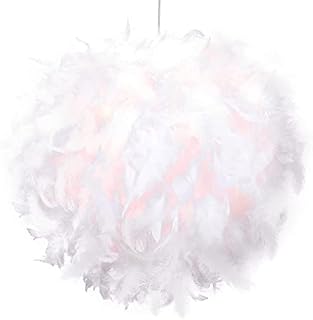 Donpow Feather Light Shade, lamp Shade Modern Style Feather Pendant Lampshade, Fluffy Feather Ceiling Light Shade for Living Room Bedroom,Wedding or Party Decoration,Diameter 25cm, White (M-30CM)