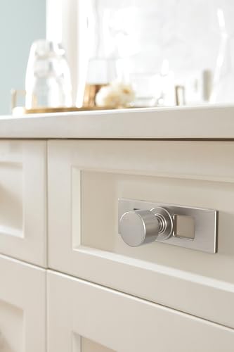 Amerock Medora 3-11/16 inch (94mm) Length Rectangle Satin Nickel Cabinet Knob Backplate, BP37780G10