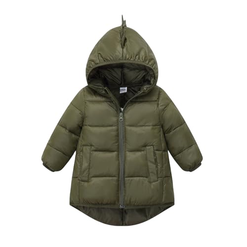 wodceeke Toddler Boys Girls Dinosaur Puffer Jacket Down Winter Coats Kids Hooded Padded Warm Bubble Outwear 2-9 Years