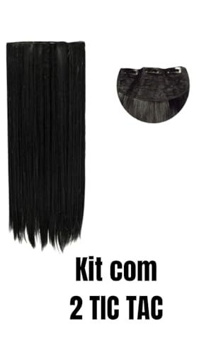 Kit 2 Apliques Tic Tac Orgânico Idêntico Ao Humano Preto, Mega Aplicação Hair Alongamento Extensão d