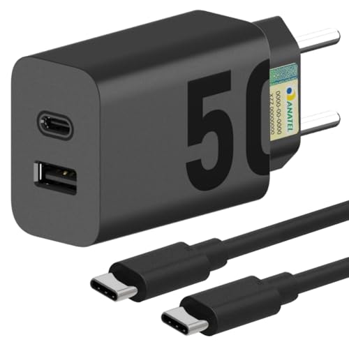Carregador Super Turbo 50W Ultra Rápido Tipo C Com Carregamento Rápido Power Delivery + Cabo Tipo C Compatível Com Todos Aparelhos type C Premium (USB tipo C)