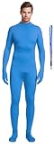 Full Bodysuit With Zipper Helper Unisex Adult Costume Without Hood Spandex Stretch Zentai Unitard Body Suit (XX-Large, Light Blue)