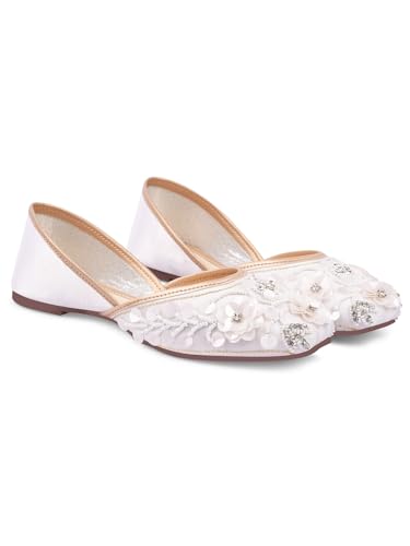 Image of JM LOOKS Stylish Embroidered Jutti For Women /Girls | Embellished Stone Work Jutti | Wedding Bellies | Women Ethnic Shoe Traditional Mojari | Kolhapuri /Jaipuri /Punjabi Jutties |
