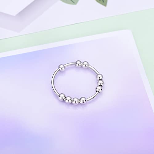 925 Sterling Silver Anti Anxiety Rings For Women Men Spinning Worry Stress Anxiety Relief Ring Fidget Rings For Teen Girls(9) #TOP3