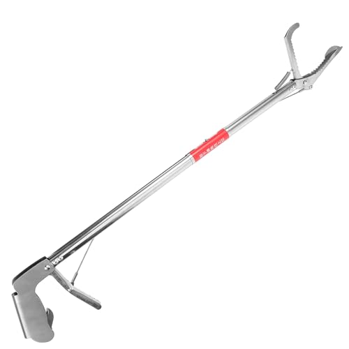 LOORGVEL Edelstahl Krabbenzange mit Geradem Maul rutschfeste Multifunktions Aalklemme für Schmerlenfang und Abfallsammlung im Außenbereich