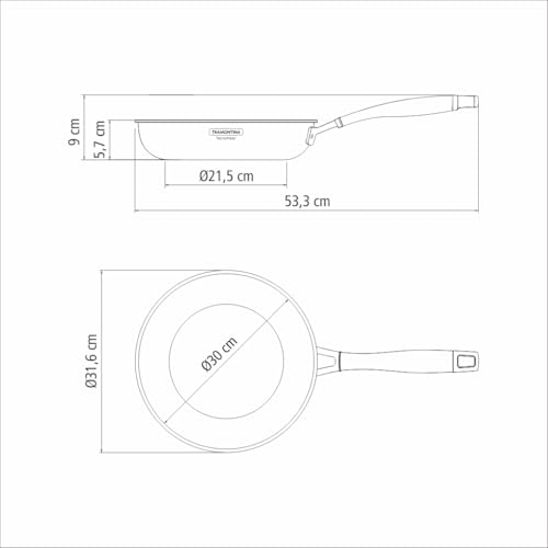 مقلاة جرانو من ترامونتينا من الستانلس ستيل مناسبة لمواقد الحثية والكهربائية والغازية والسيراميك والزجاج، أواني مطبخ، 30 سم، 3.4 لتر، 62155300